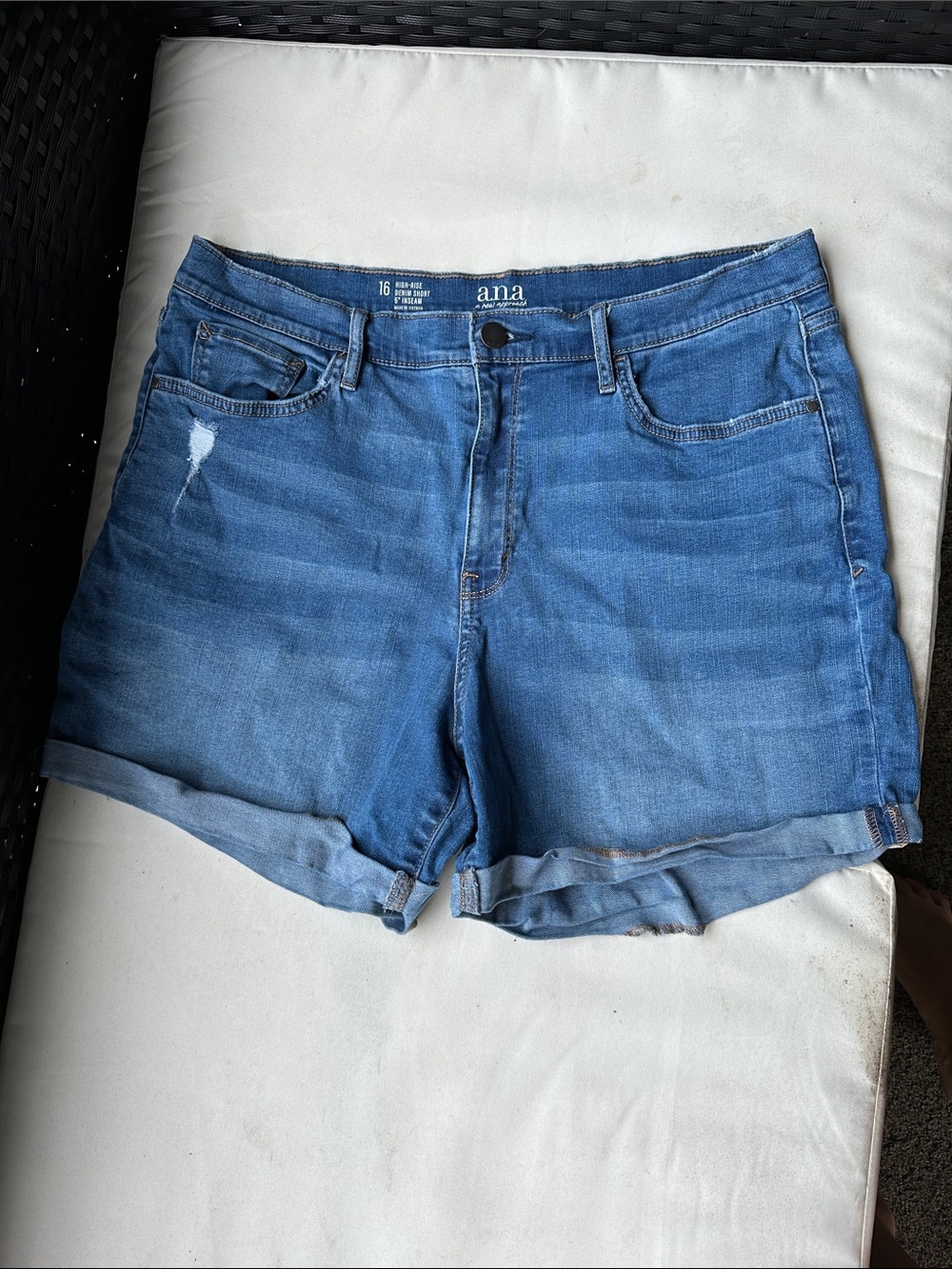a.n.a Blue Denim Cuffed Jean Shorts with Light Distressing